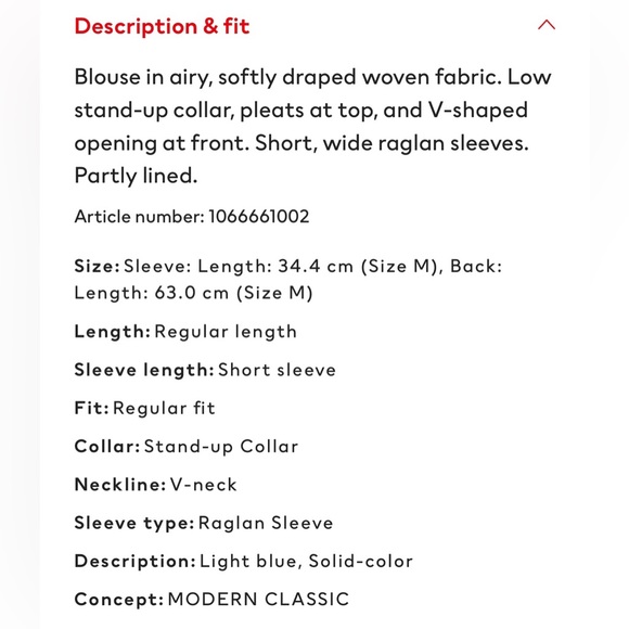 H&M Light Blue Pleated Blouse - Picture 3 of 9